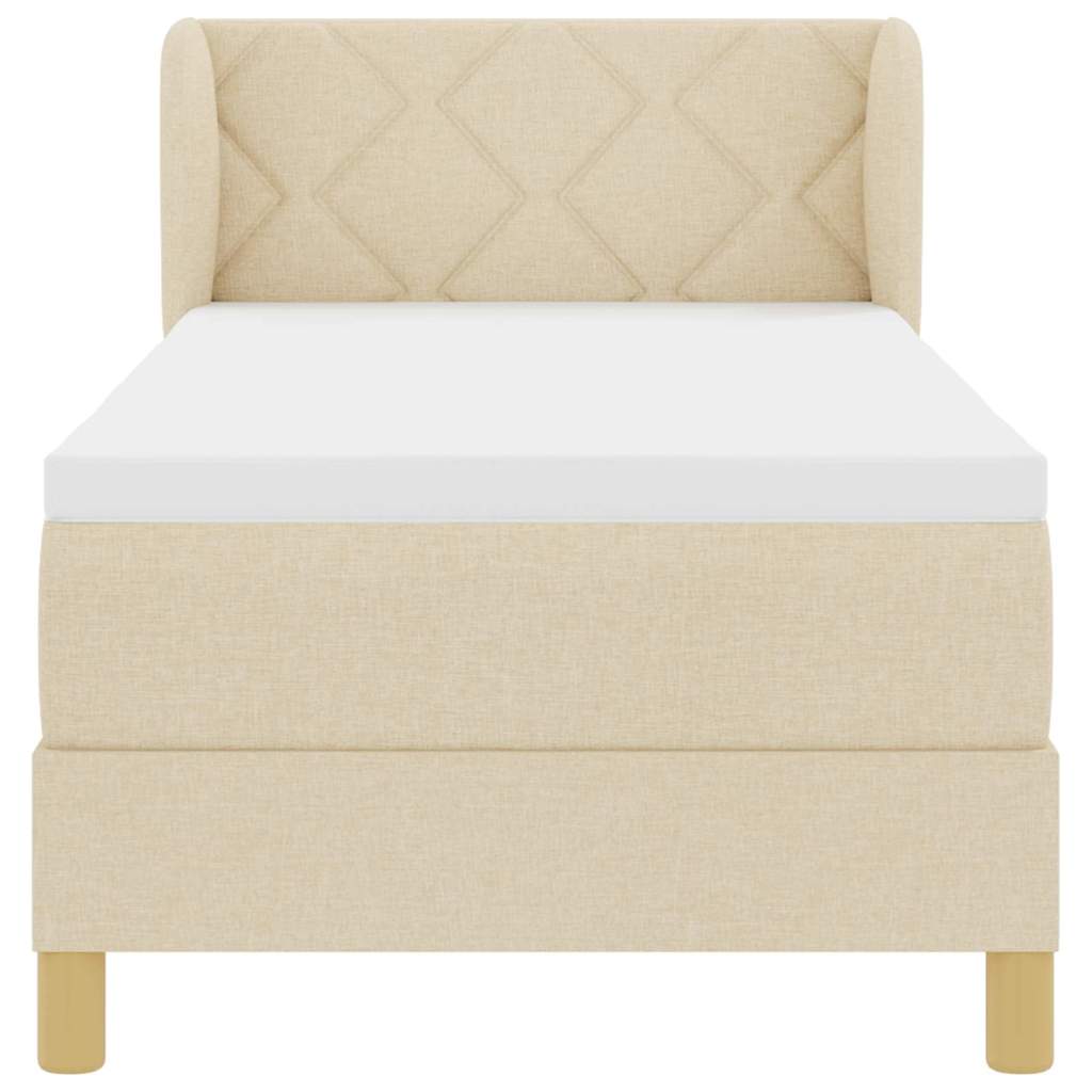 Κρεβάτι με ελατήρια με στρώμα Κρεμ 80 x 200 cm ύφασμα