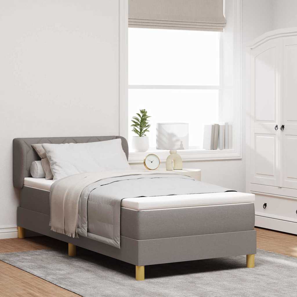 Κρεβάτι με ελατήρια με κεφαλάρι Taupe 100 x 200 cm ύφασμα