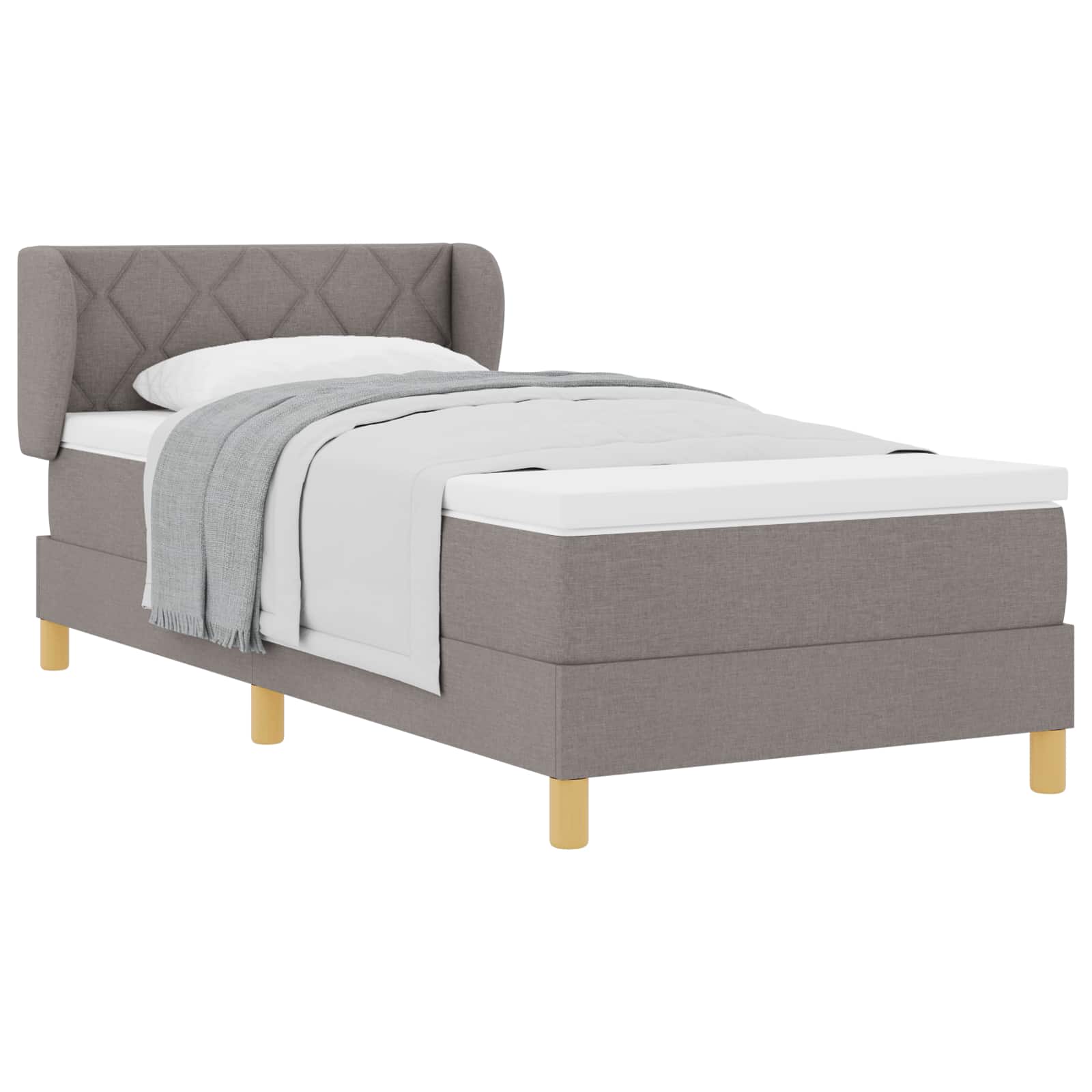 Κρεβάτι με ελατήρια με κεφαλάρι Taupe 100 x 200 cm ύφασμα