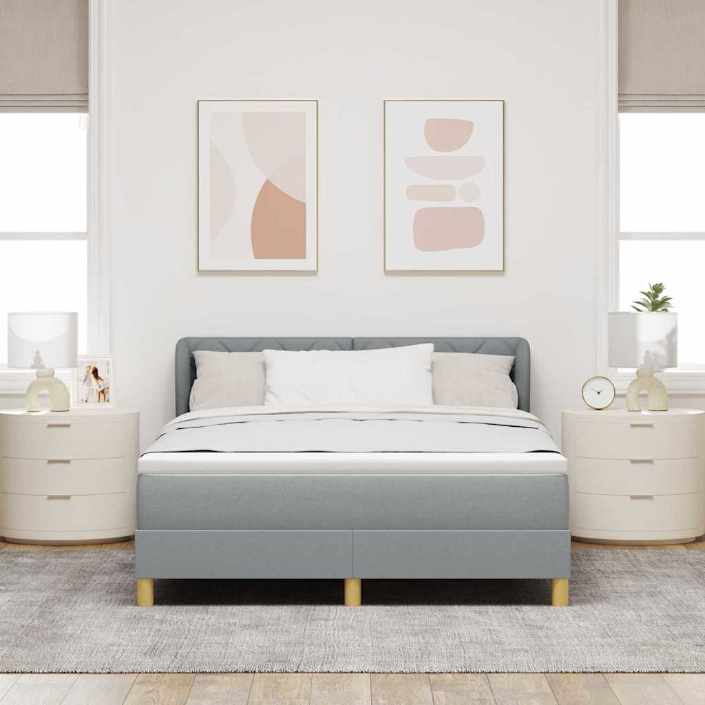 Κρεβάτι με ελατήρια Ανοιχτό γκρι 140 x 190 cm ύφασμα - Pakobazaar