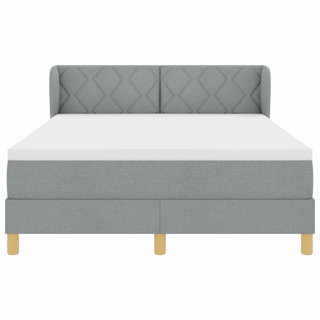 Κρεβάτι με ελατήρια Ανοιχτό γκρι 140 x 190 cm ύφασμα - Pakobazaar