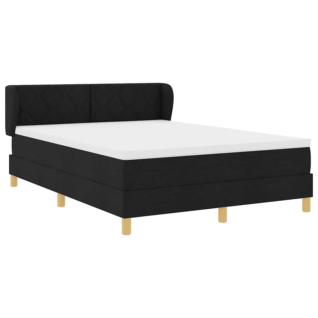 Κρεβάτι με ελατήρια με κεφαλάρι Μαύρο 140 x 190 cm ύφασμα - Pakobazaar