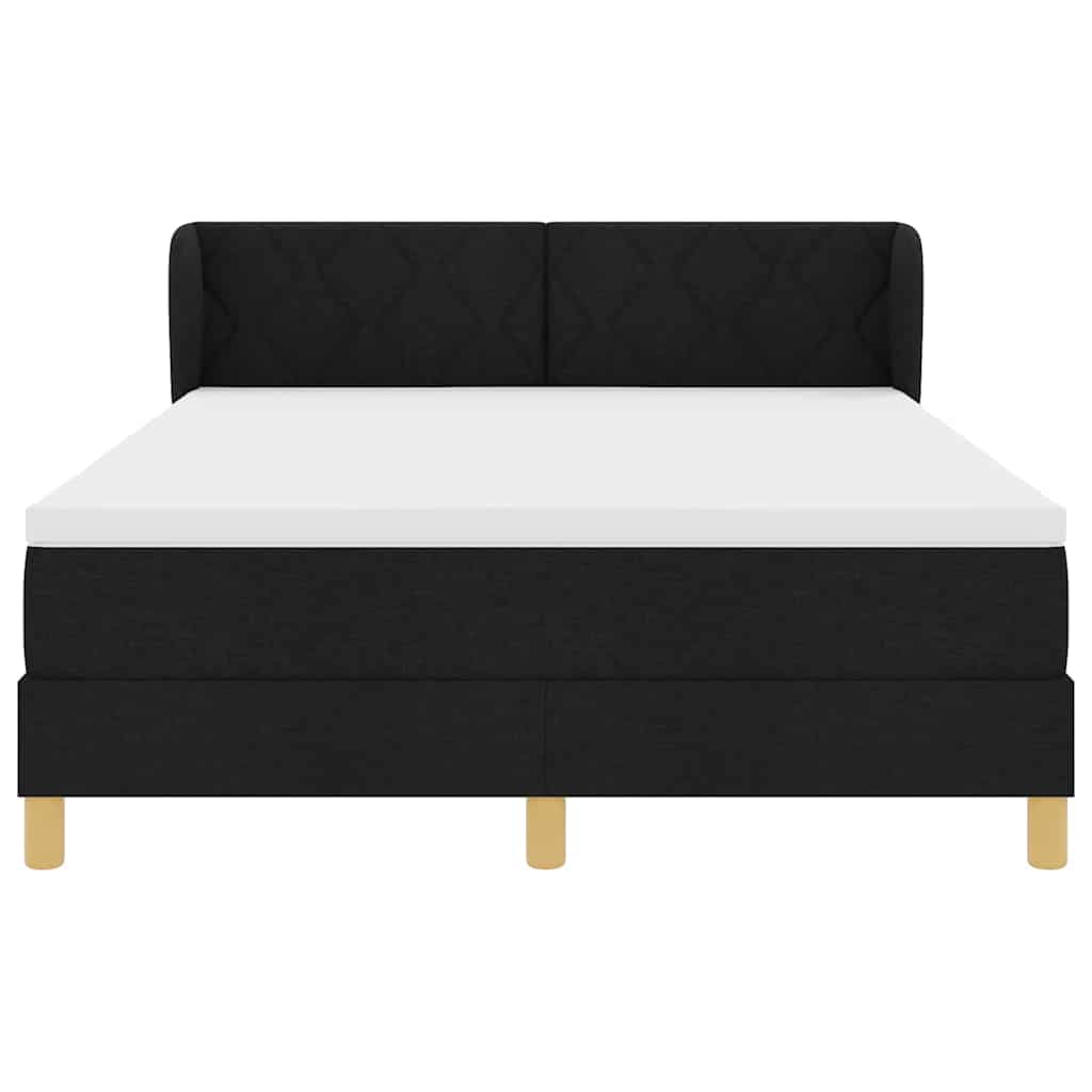 Κρεβάτι με ελατήρια με κεφαλάρι Μαύρο 140 x 190 cm ύφασμα - Pakobazaar