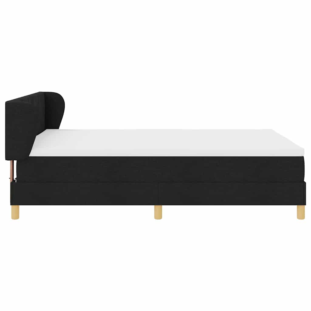 Κρεβάτι με ελατήρια με κεφαλάρι Μαύρο 140 x 190 cm ύφασμα - Pakobazaar