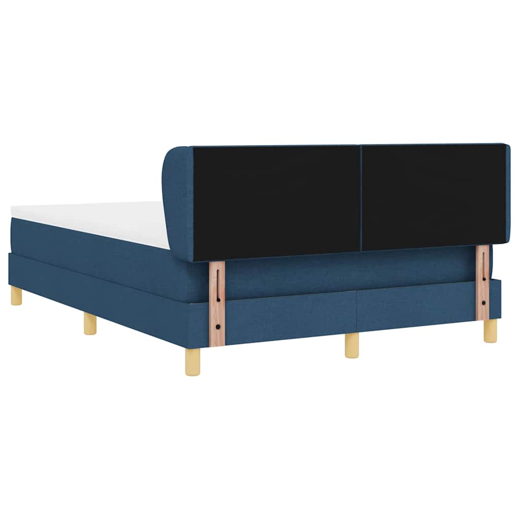 Κρεβάτι με ελατήρια με κεφαλάρι Μπλε 140 x 190 cm ύφασμα - Pakobazaar