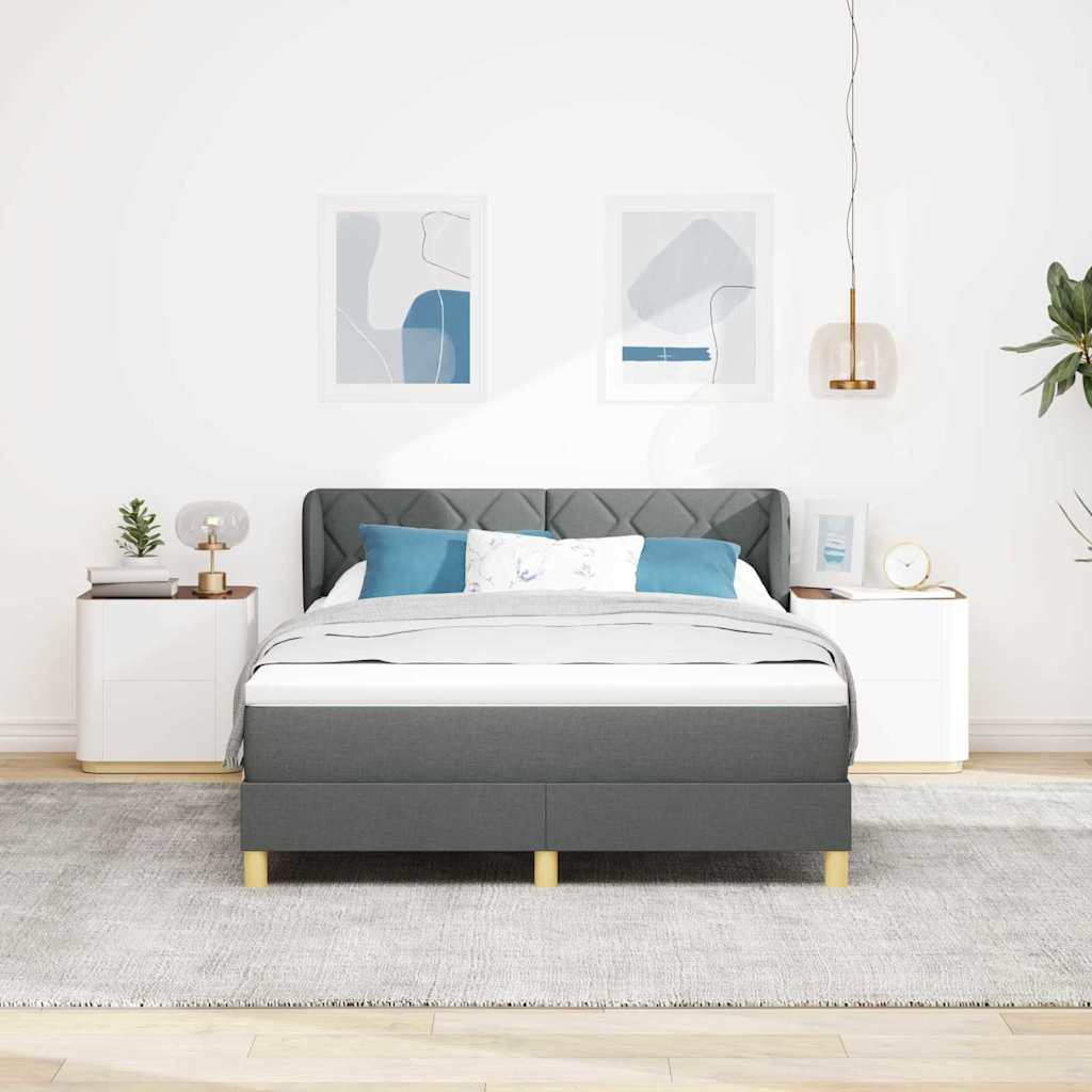 Κρεβάτι με ελατήρια με κεφαλάρι Σκούρο γκρι 140 x 200 cm ύφασμα - Pakobazaar