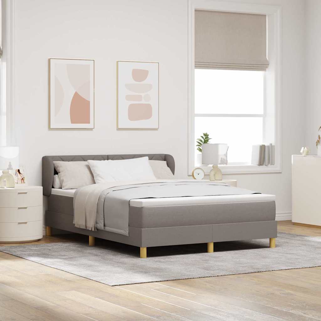 Κρεβάτι με ελατήρια με κεφαλάρι Taupe 140 x 200 cm ύφασμα - Pakobazaar