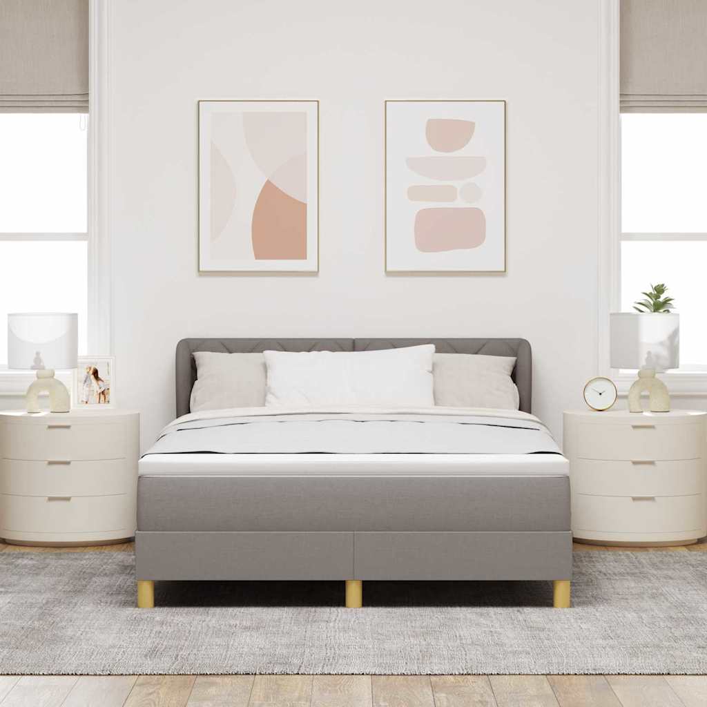 Κρεβάτι με ελατήρια με κεφαλάρι Taupe 140 x 200 cm ύφασμα - Pakobazaar