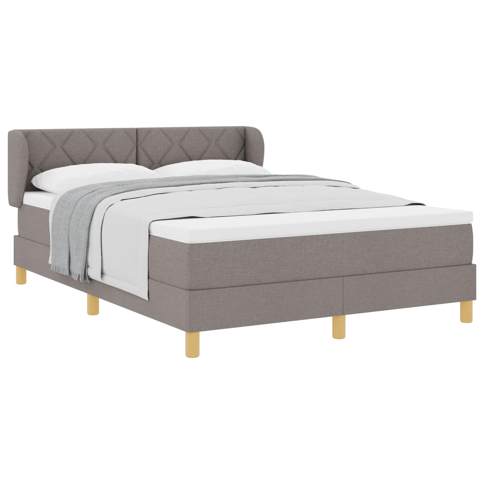 Κρεβάτι με ελατήρια με κεφαλάρι Taupe 140 x 200 cm ύφασμα - Pakobazaar