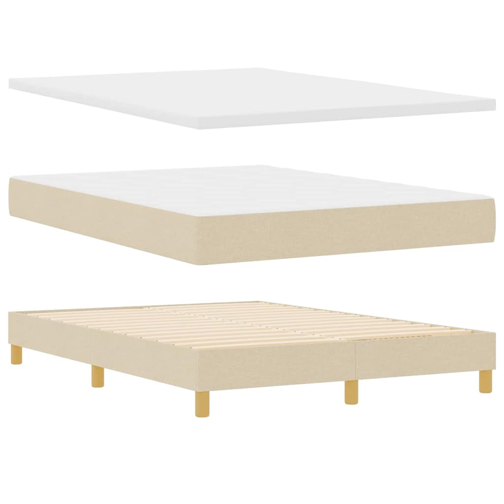 Κρεβάτι με ελατήρια με κεφαλάρι Κρεμ 140 x 200 cm ύφασμα - Pakobazaar