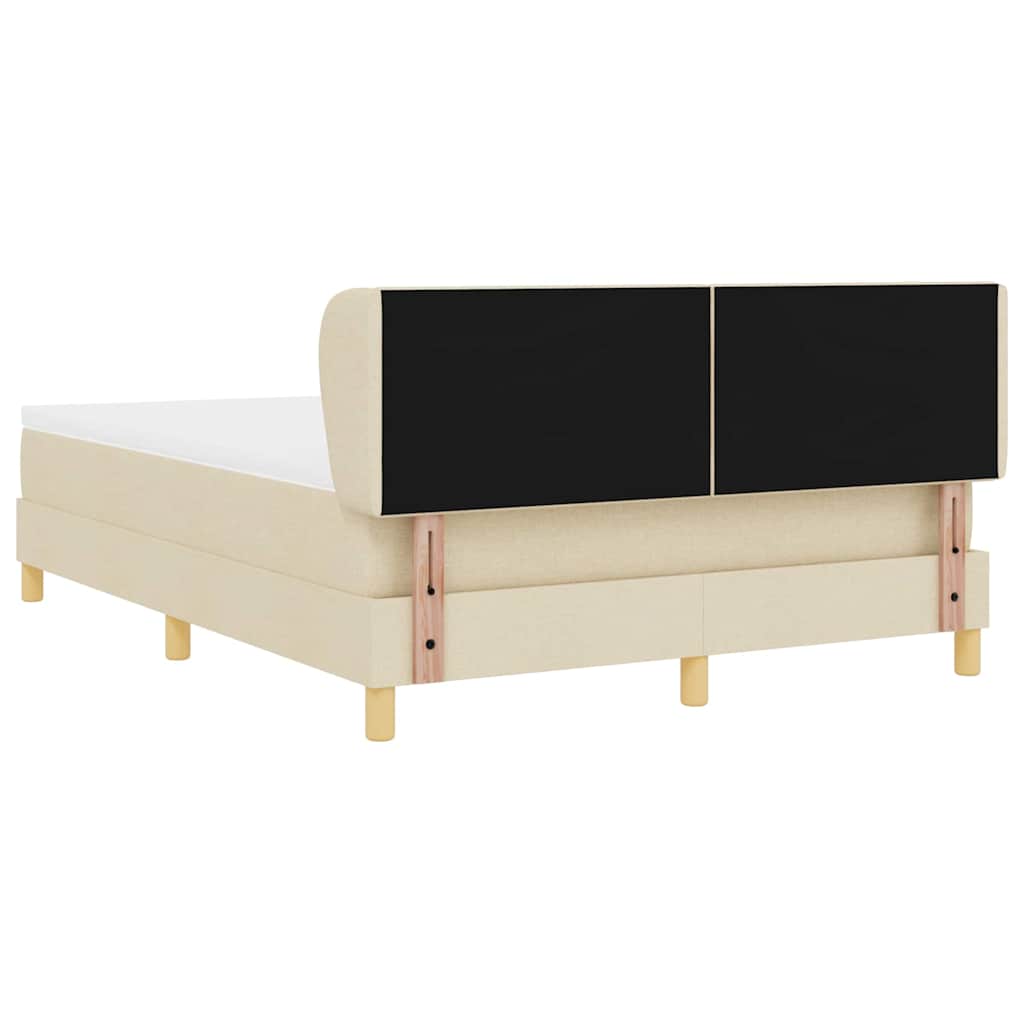 Κρεβάτι με ελατήρια με κεφαλάρι Κρεμ 140 x 200 cm ύφασμα - Pakobazaar