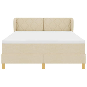 Κρεβάτι με ελατήρια με κεφαλάρι Κρεμ 140 x 200 cm ύφασμα - Pakobazaar