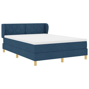 Κρεβάτι με ελατήρια με κεφαλάρι Μπλε 140 x 200 cm ύφασμα - Pakobazaar