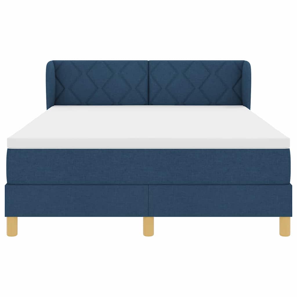Κρεβάτι με ελατήρια με κεφαλάρι Μπλε 140 x 200 cm ύφασμα - Pakobazaar