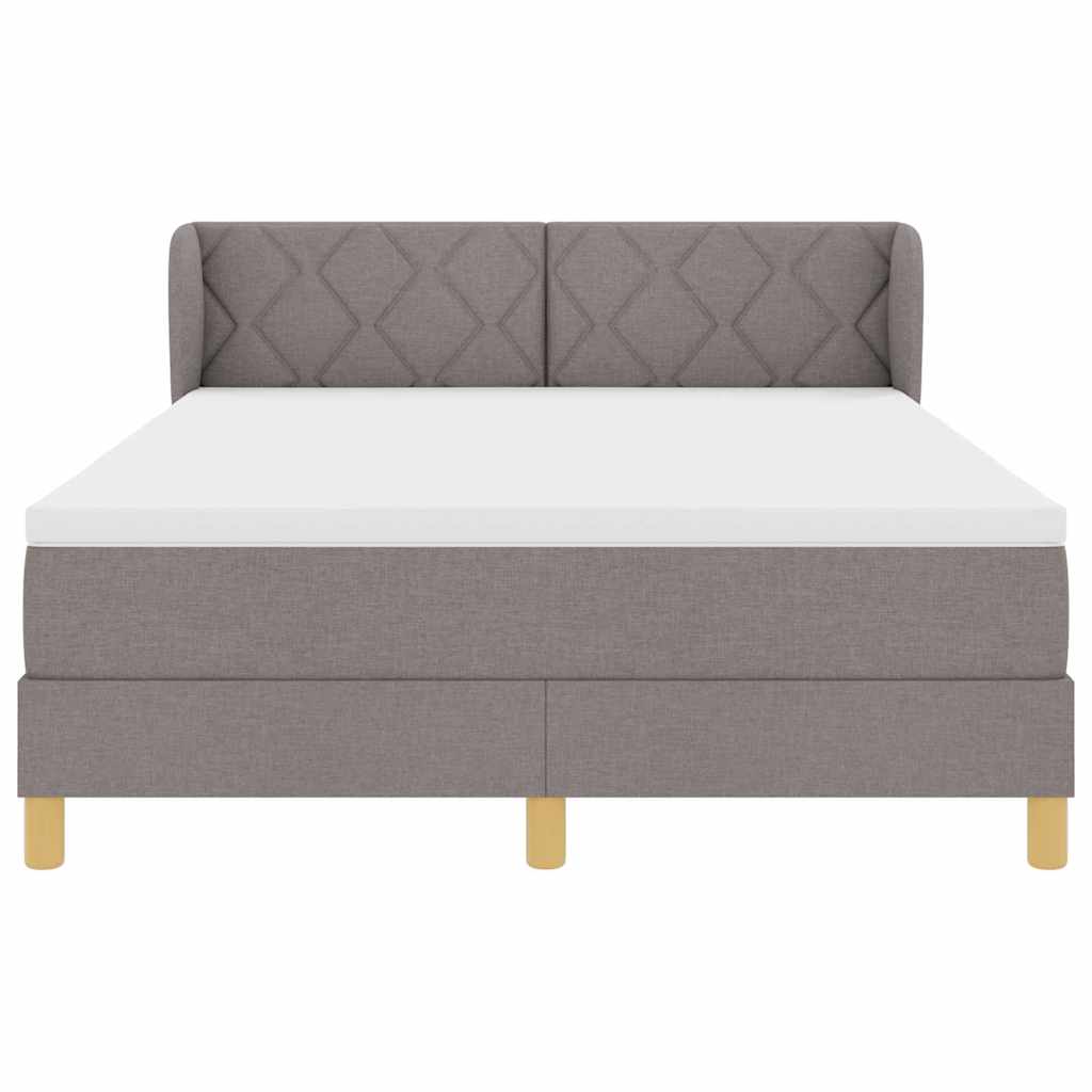 Κρεβάτι με ελατήρια με κεφαλάρι Taupe 160 x 200 cm ύφασμα - Pakobazaar