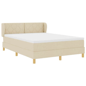 Κρεβάτι με ελατήρια με κεφαλάρι Κρεμ 160 x 200 cm ύφασμα - Pakobazaar