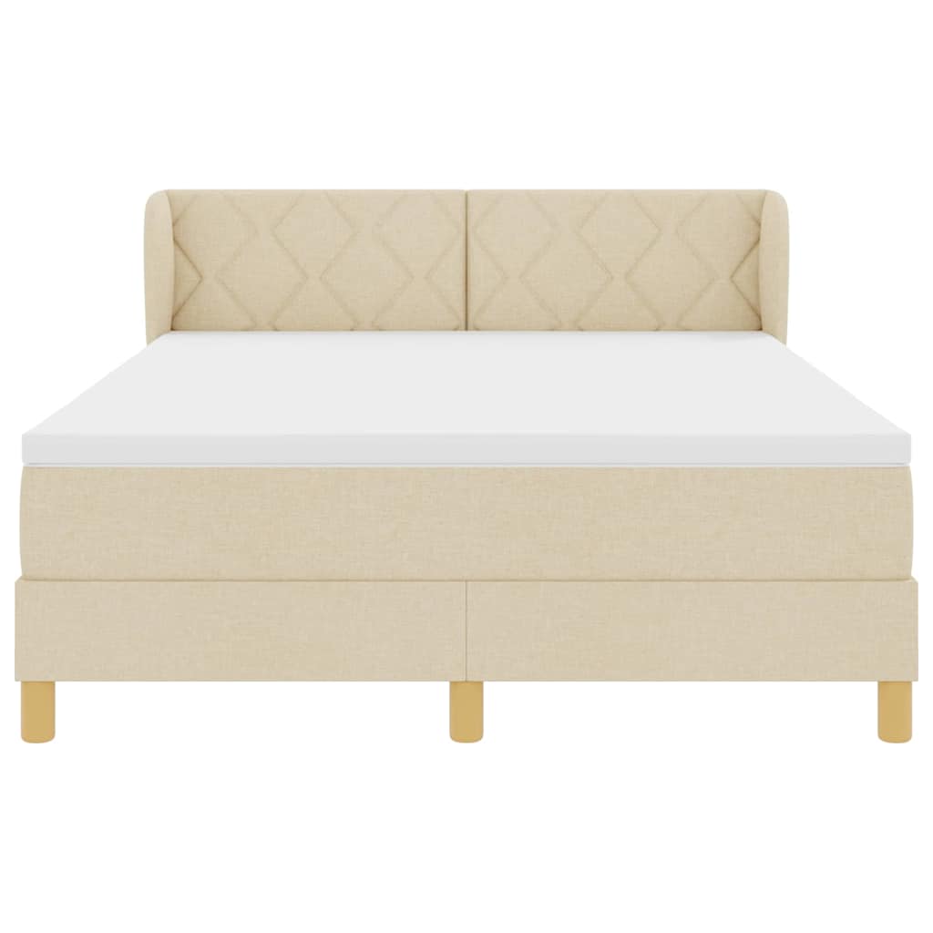 Κρεβάτι με ελατήρια με κεφαλάρι Κρεμ 160 x 200 cm ύφασμα - Pakobazaar