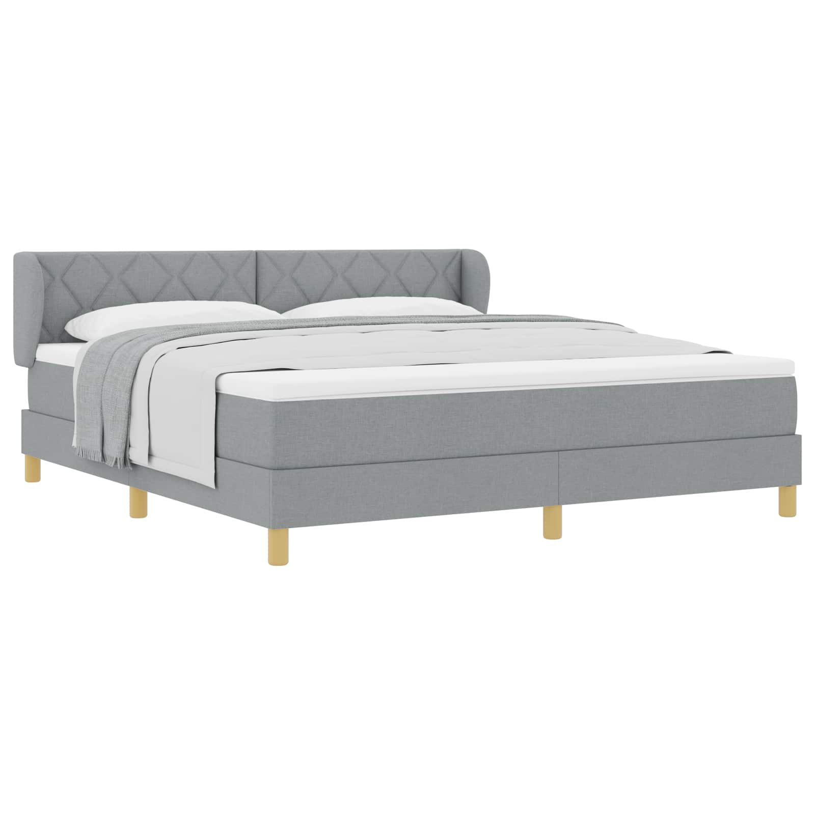 Κρεβάτι με ελατήρια Ανοιχτό γκρι 180 x 200 cm ύφασμα - Pakobazaar