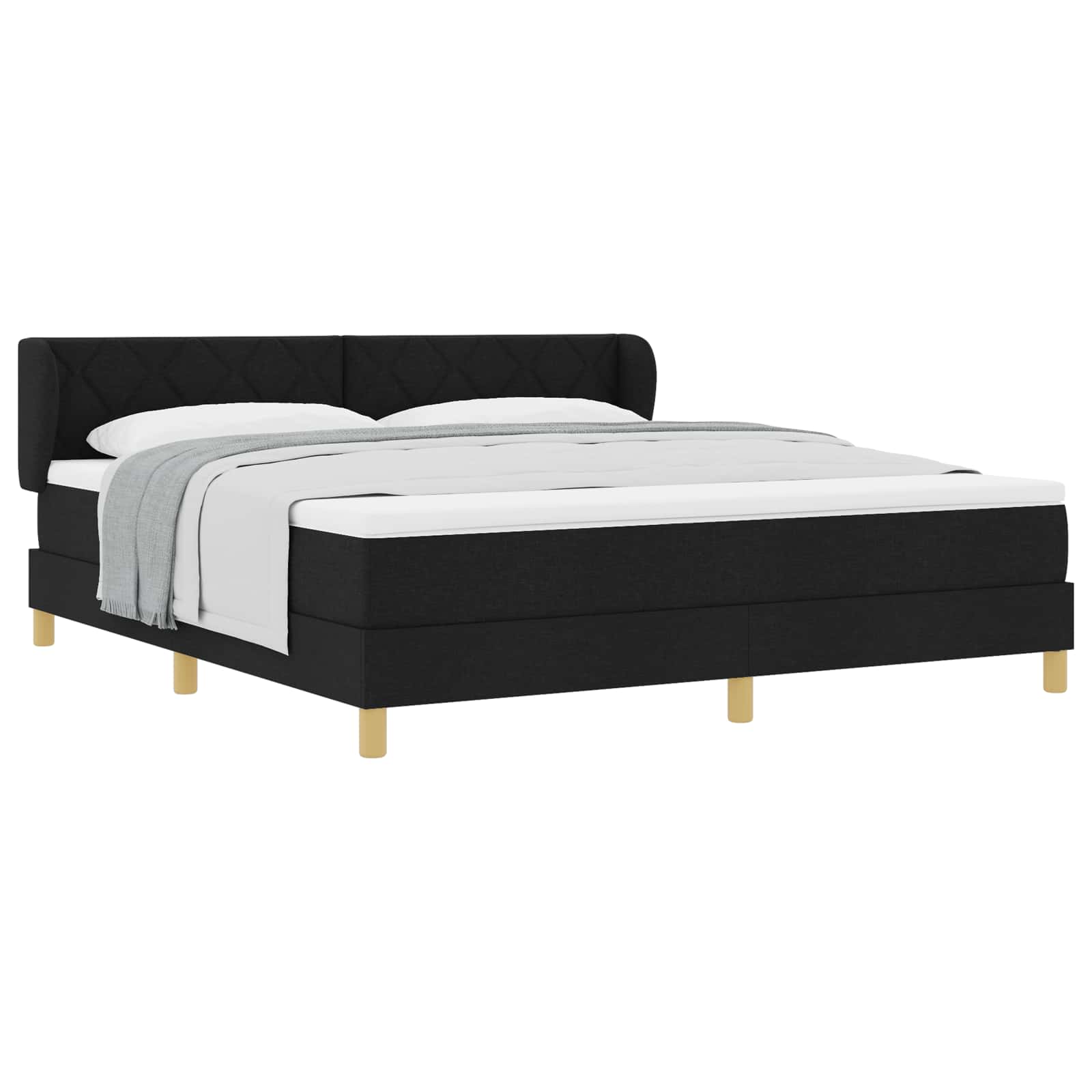 Κρεβάτι με ελατήρια με κεφαλάρι Μαύρο 180 x 200 cm ύφασμα - Pakobazaar