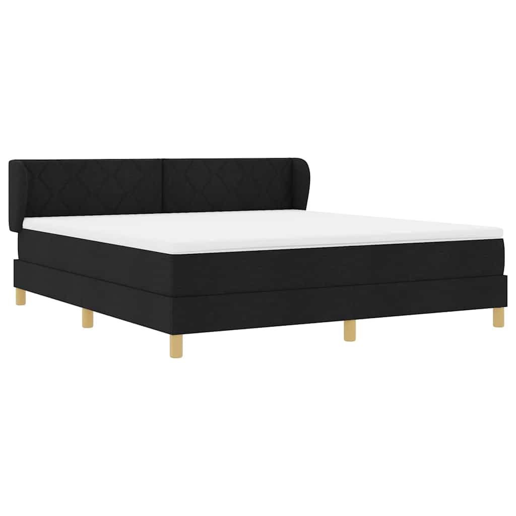 Κρεβάτι με ελατήρια με κεφαλάρι Μαύρο 180 x 200 cm ύφασμα - Pakobazaar