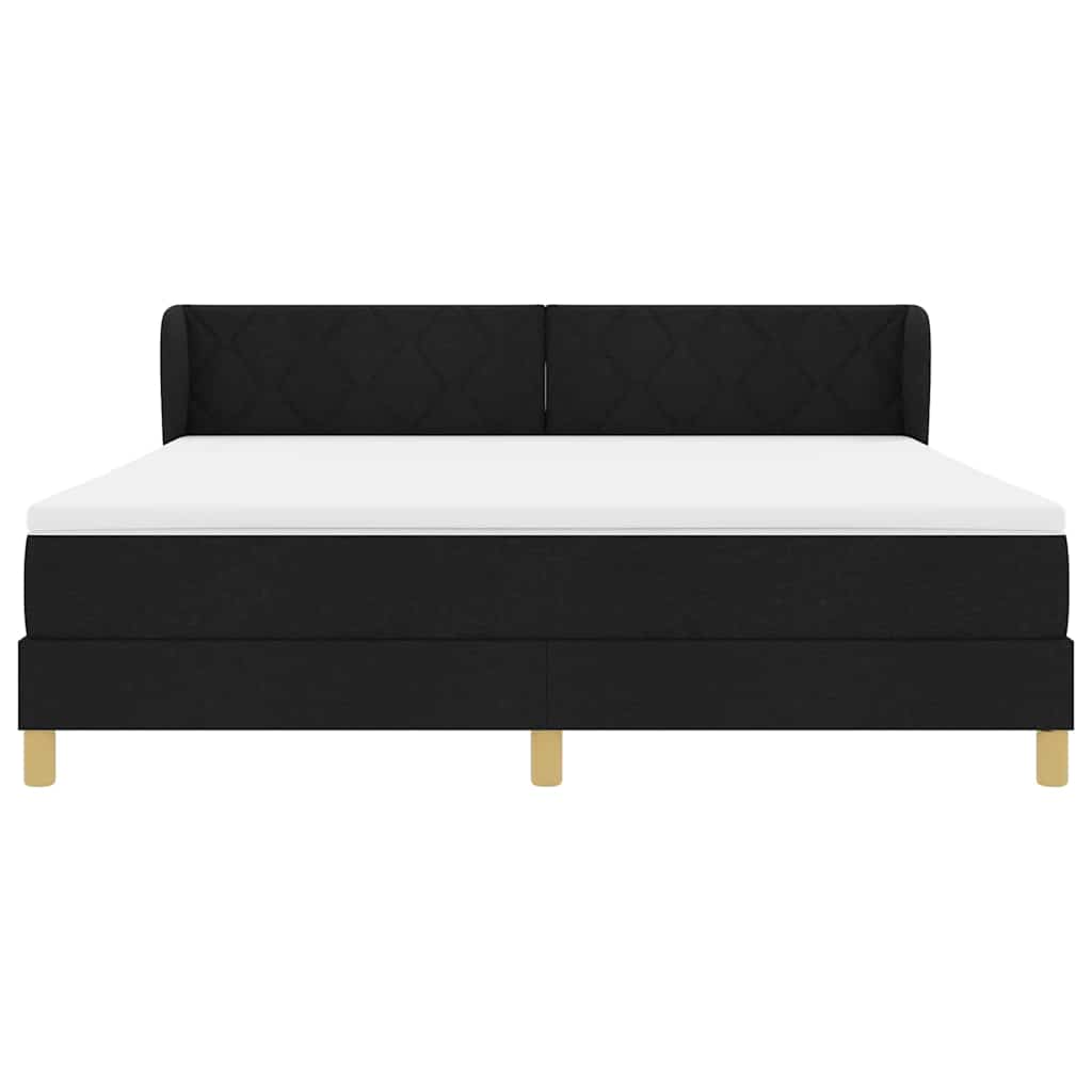 Κρεβάτι με ελατήρια με κεφαλάρι Μαύρο 180 x 200 cm ύφασμα - Pakobazaar