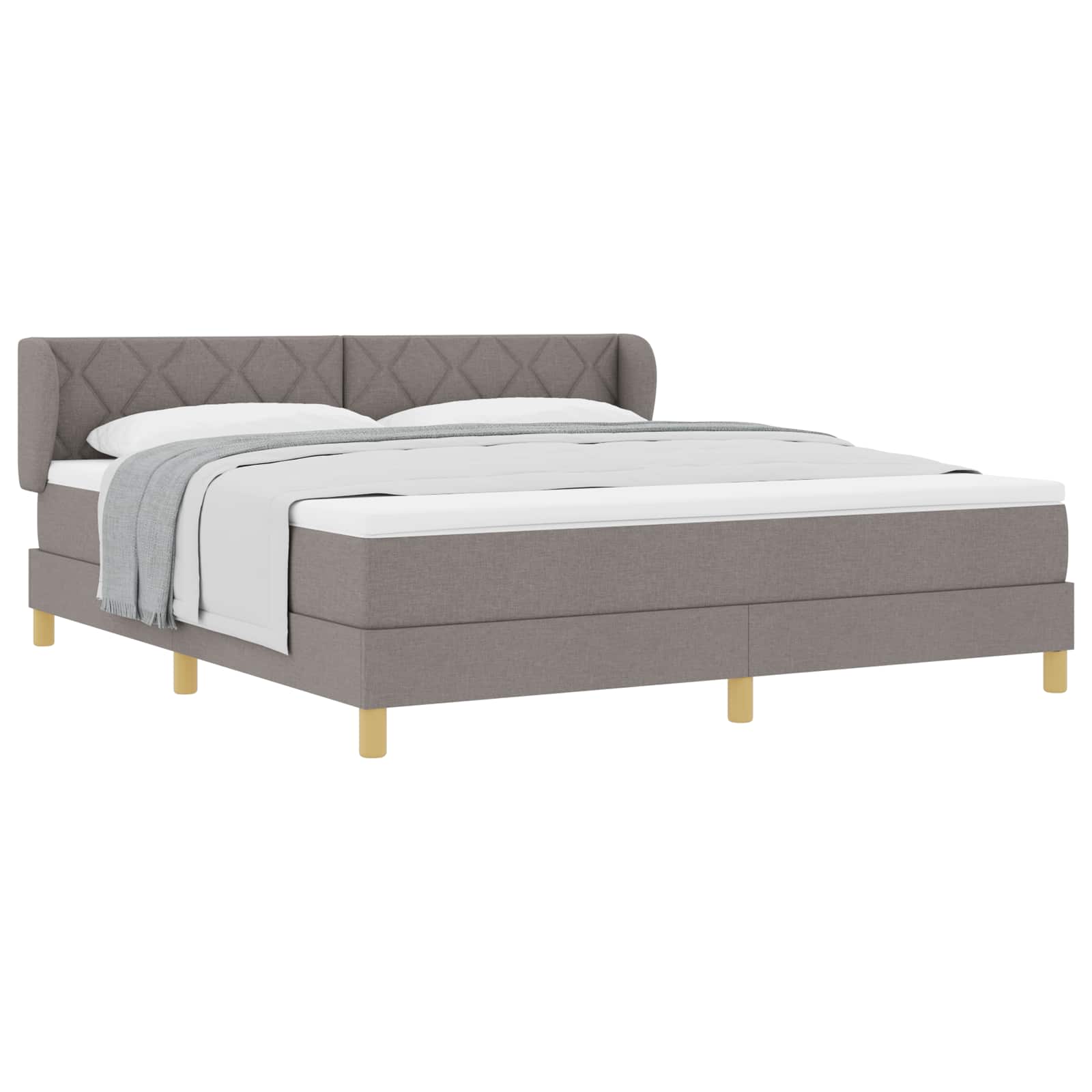 Κρεβάτι με ελατήρια με κεφαλάρι Taupe 180 x 200 cm ύφασμα - Pakobazaar