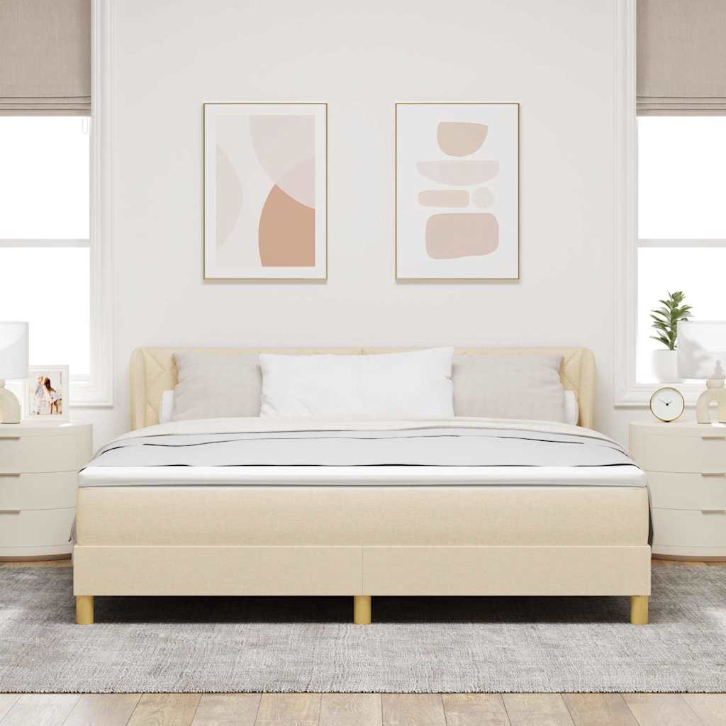 Κρεβάτι με ελατήρια με κεφαλάρι Κρεμ 180 x 200 cm ύφασμα - Pakobazaar