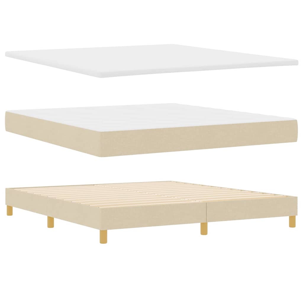 Κρεβάτι με ελατήρια με κεφαλάρι Κρεμ 180 x 200 cm ύφασμα - Pakobazaar