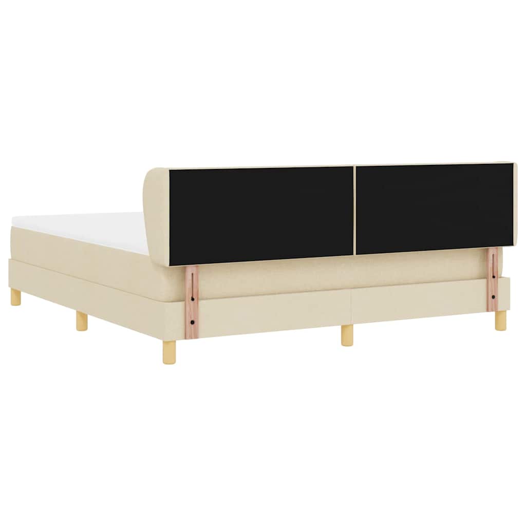 Κρεβάτι με ελατήρια με κεφαλάρι Κρεμ 180 x 200 cm ύφασμα - Pakobazaar