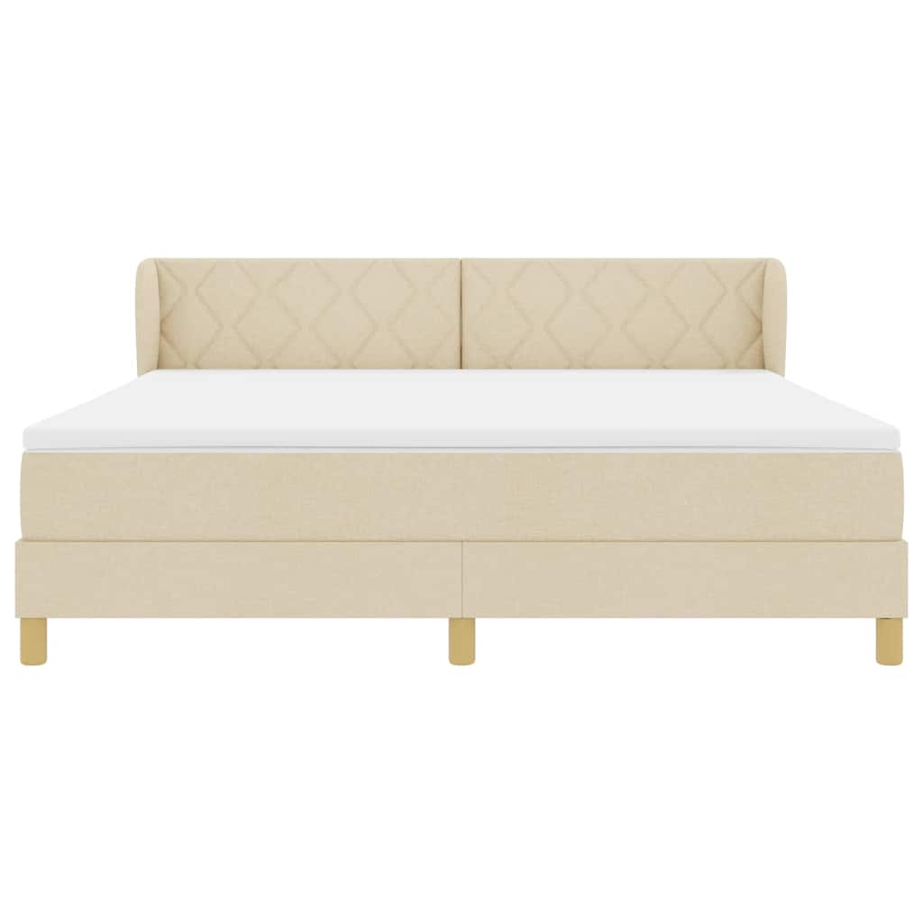 Κρεβάτι με ελατήρια με κεφαλάρι Κρεμ 180 x 200 cm ύφασμα - Pakobazaar