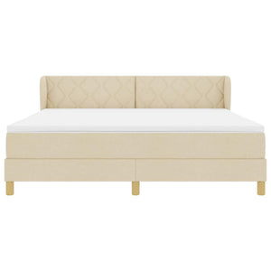 Κρεβάτι με ελατήρια με κεφαλάρι Κρεμ 180 x 200 cm ύφασμα - Pakobazaar