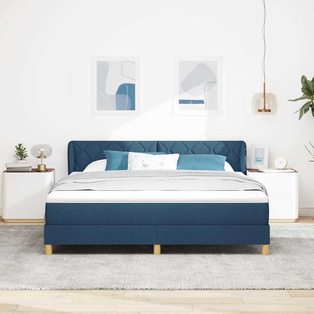 Κρεβάτι με ελατήρια με κεφαλάρι Μπλε 180 x 200 cm ύφασμα