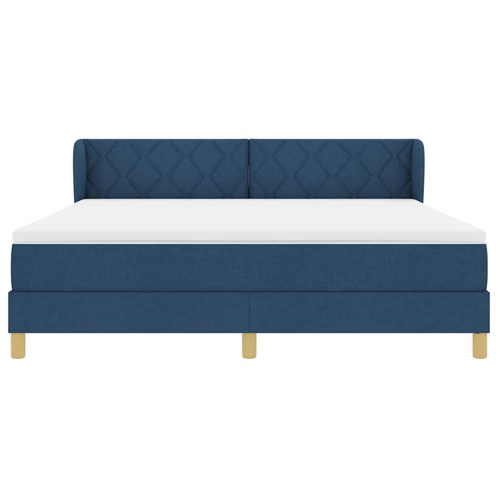 Κρεβάτι με ελατήρια με κεφαλάρι Μπλε 180 x 200 cm ύφασμα