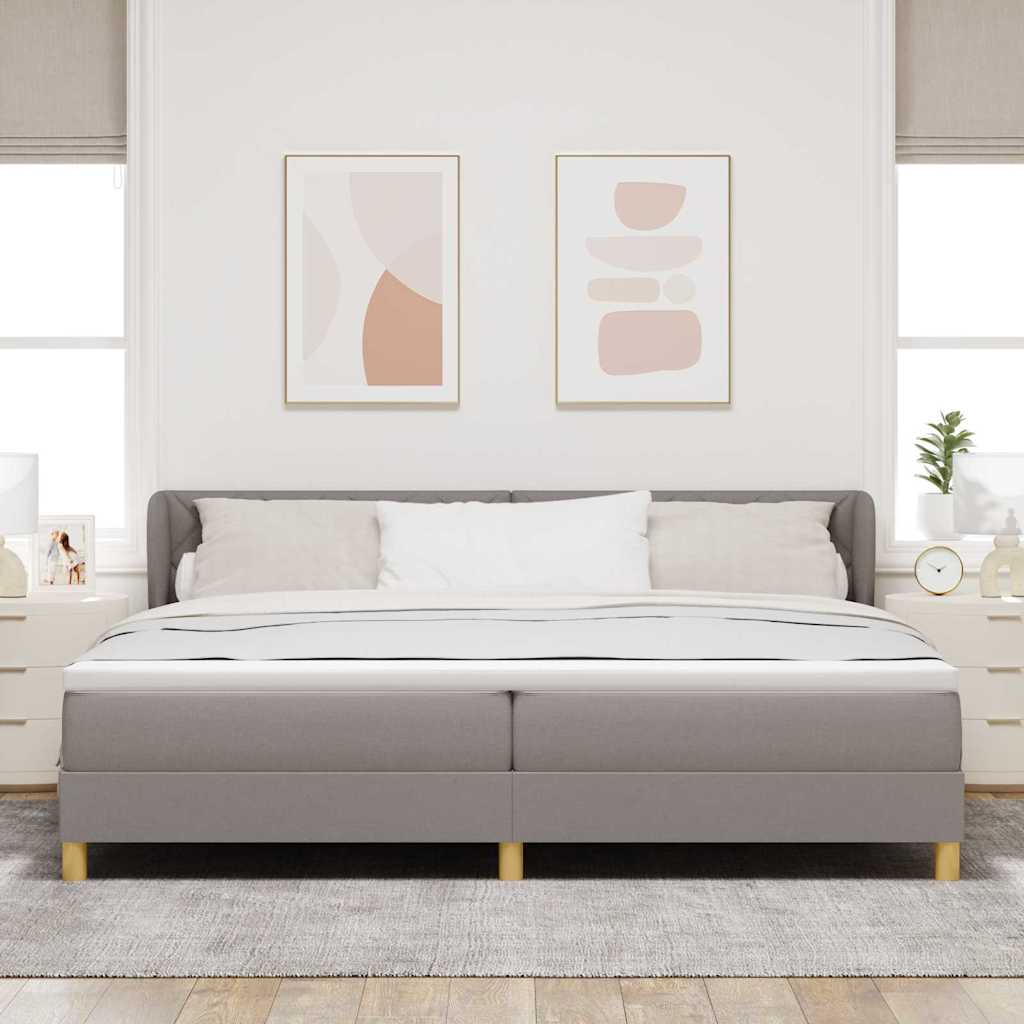 Κρεβάτι με ελατήρια με κεφαλάρι Taupe 200 x 200 cm ύφασμα