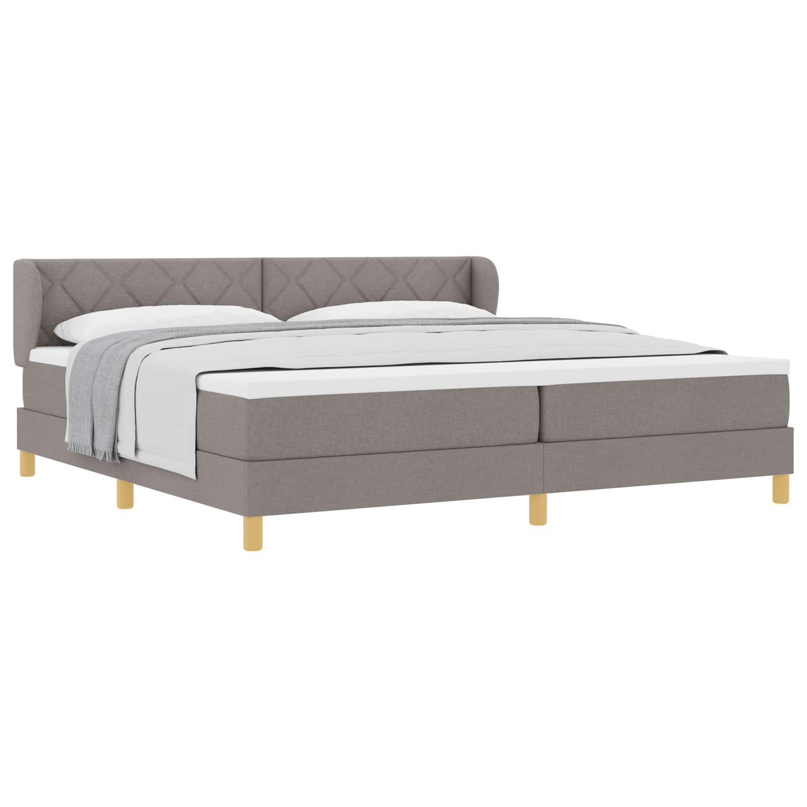 Κρεβάτι με ελατήρια με κεφαλάρι Taupe 200 x 200 cm ύφασμα