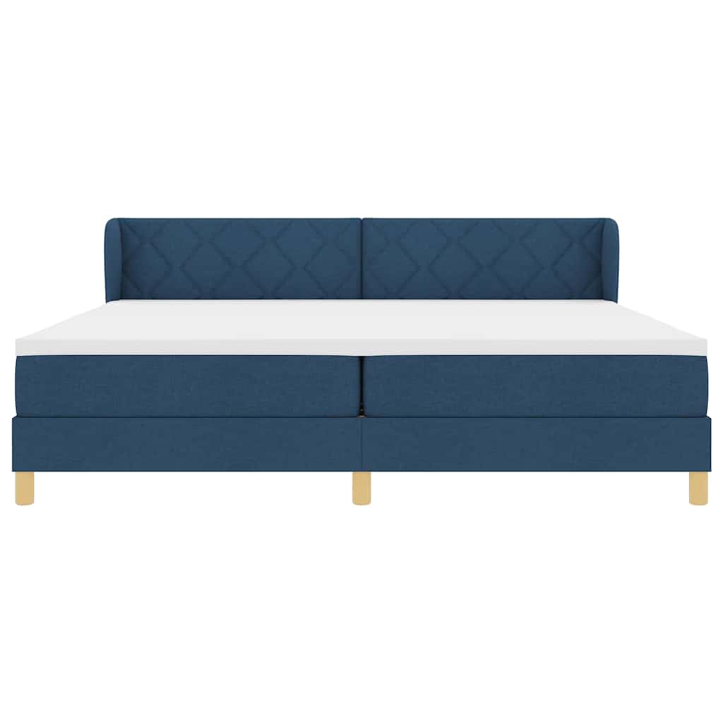 Κρεβάτι με ελατήρια με στρώμα Μπλε 200 x 200 cm ύφασμα - Pakobazaar