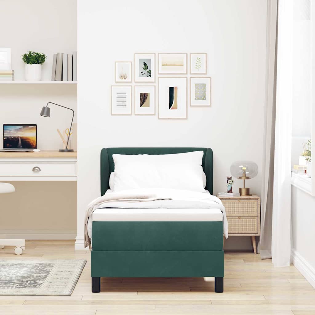 Κρεβάτι με ελατήρια Σκούρο πράσινο 80 x 200 cm Βελούδο