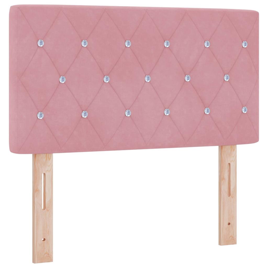 Κρεβάτι με ελατήρια με στρώμα Ροζ 80 x 200 cm Βελούδο - Pakobazaar