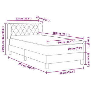 Κρεβάτι με ελατήρια με στρώμα Μαύρο 90 x 200 cm Βελούδο - Pakobazaar