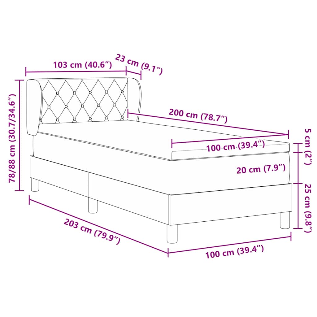 Κρεβάτι με ελατήρια με κεφαλάρι Ροζ 100 x 200 cm Βελούδο - Pakobazaar