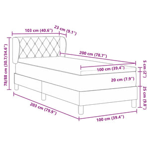 Κρεβάτι με ελατήρια με κεφαλάρι Ροζ 100 x 200 cm Βελούδο - Pakobazaar