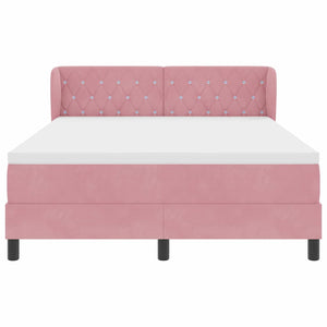 Κρεβάτι με ελατήρια με κεφαλάρι Ροζ 140 x 190 cm Βελούδο