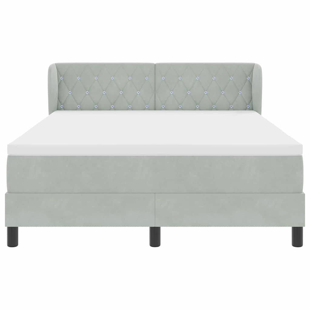 Κρεβάτι με ελατήρια Ανοιχτό γκρι 140 x 200 cm Βελούδο