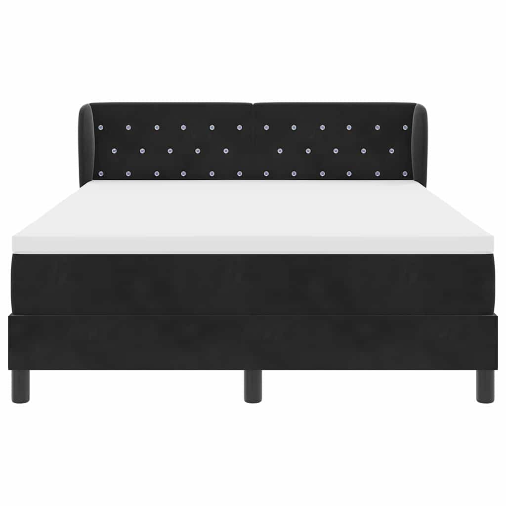 Κρεβάτι με ελατήρια με κεφαλάρι Μαύρο 140 x 200 cm Βελούδο - Pakobazaar