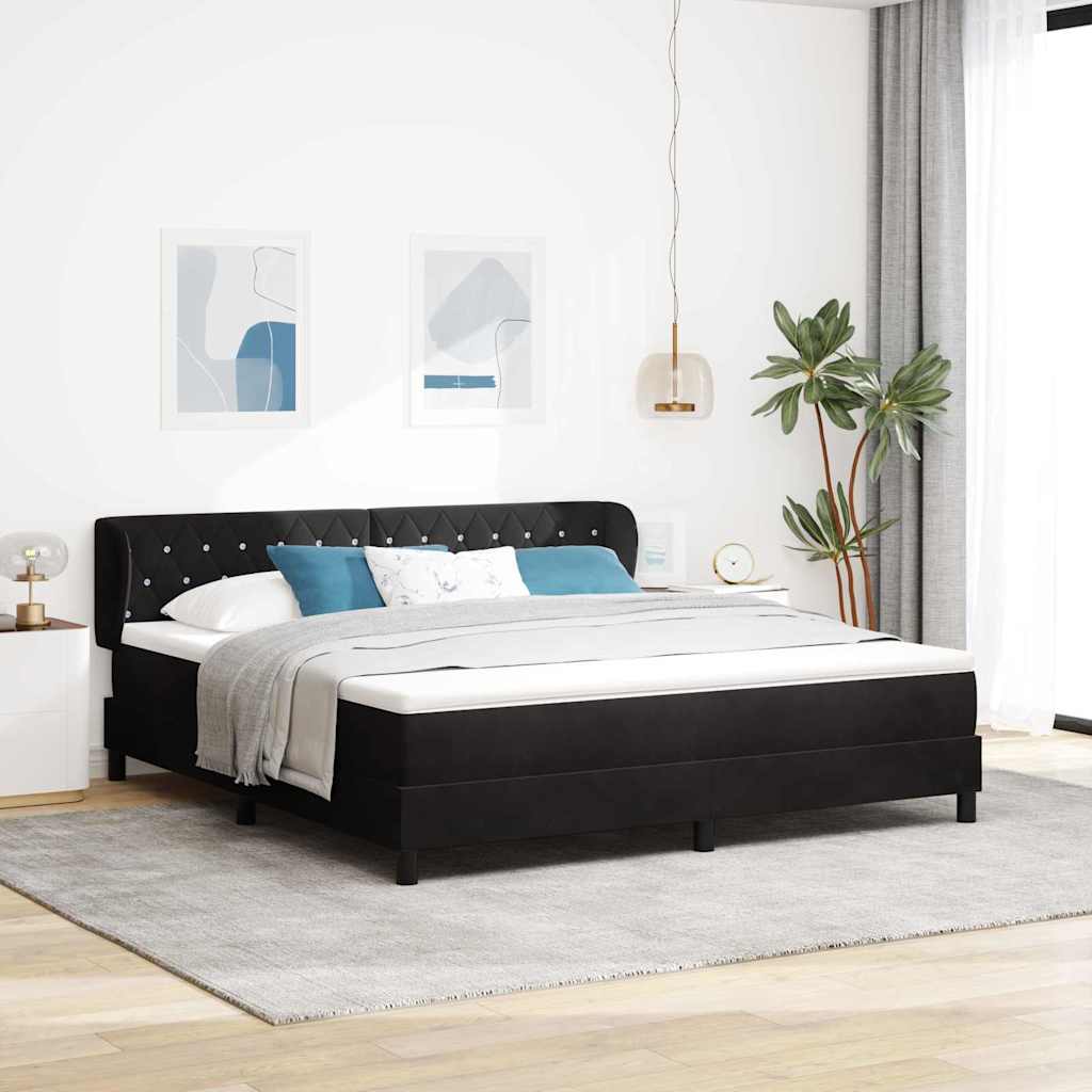 Κρεβάτι με ελατήρια με κεφαλάρι Μαύρο 180 x 200 cm Βελούδο - Pakobazaar