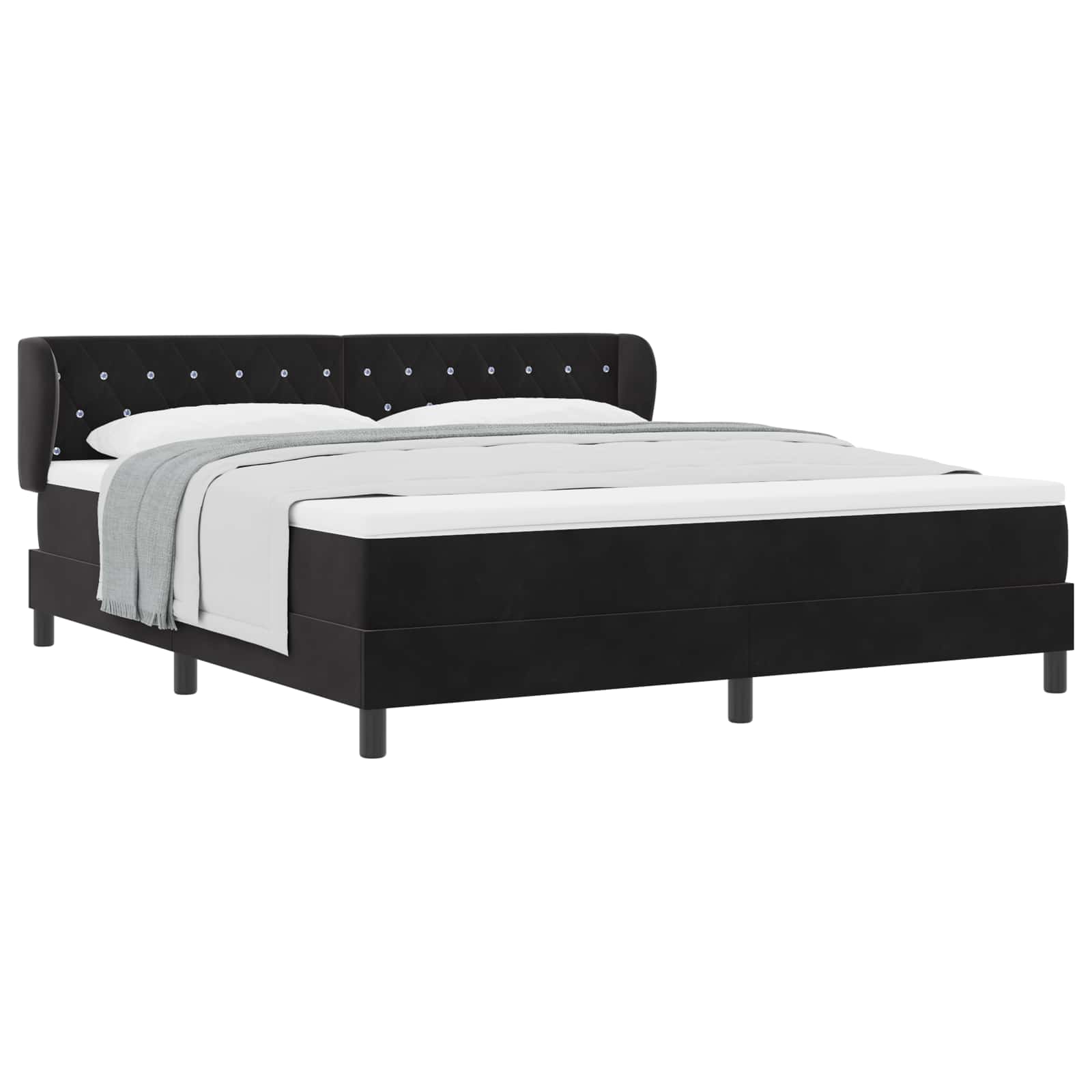 Κρεβάτι με ελατήρια με κεφαλάρι Μαύρο 180 x 200 cm Βελούδο - Pakobazaar