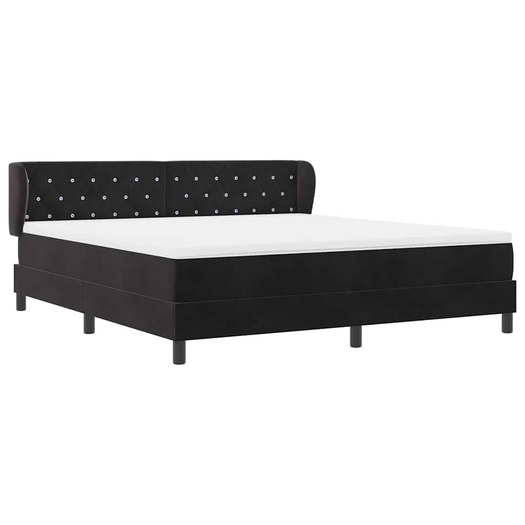 Κρεβάτι με ελατήρια με κεφαλάρι Μαύρο 180 x 200 cm Βελούδο - Pakobazaar