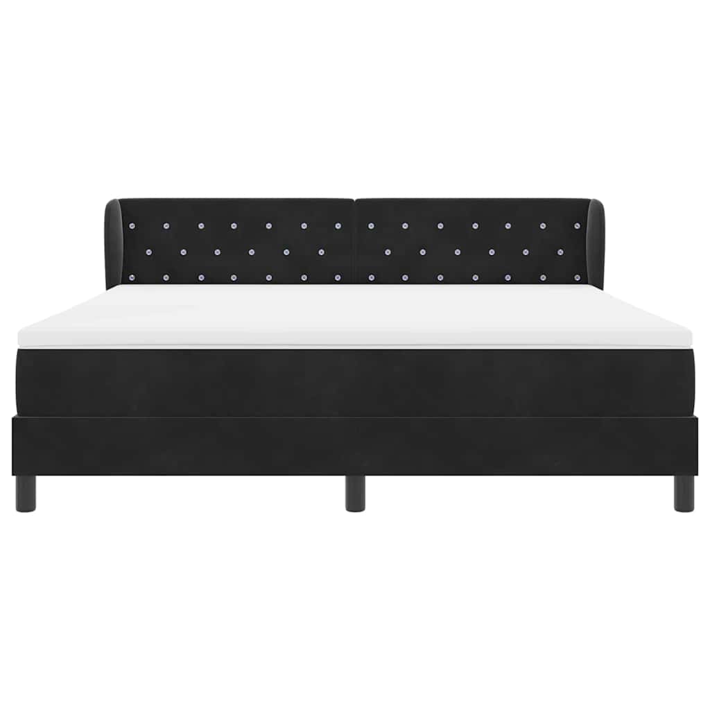 Κρεβάτι με ελατήρια με κεφαλάρι Μαύρο 180 x 200 cm Βελούδο - Pakobazaar