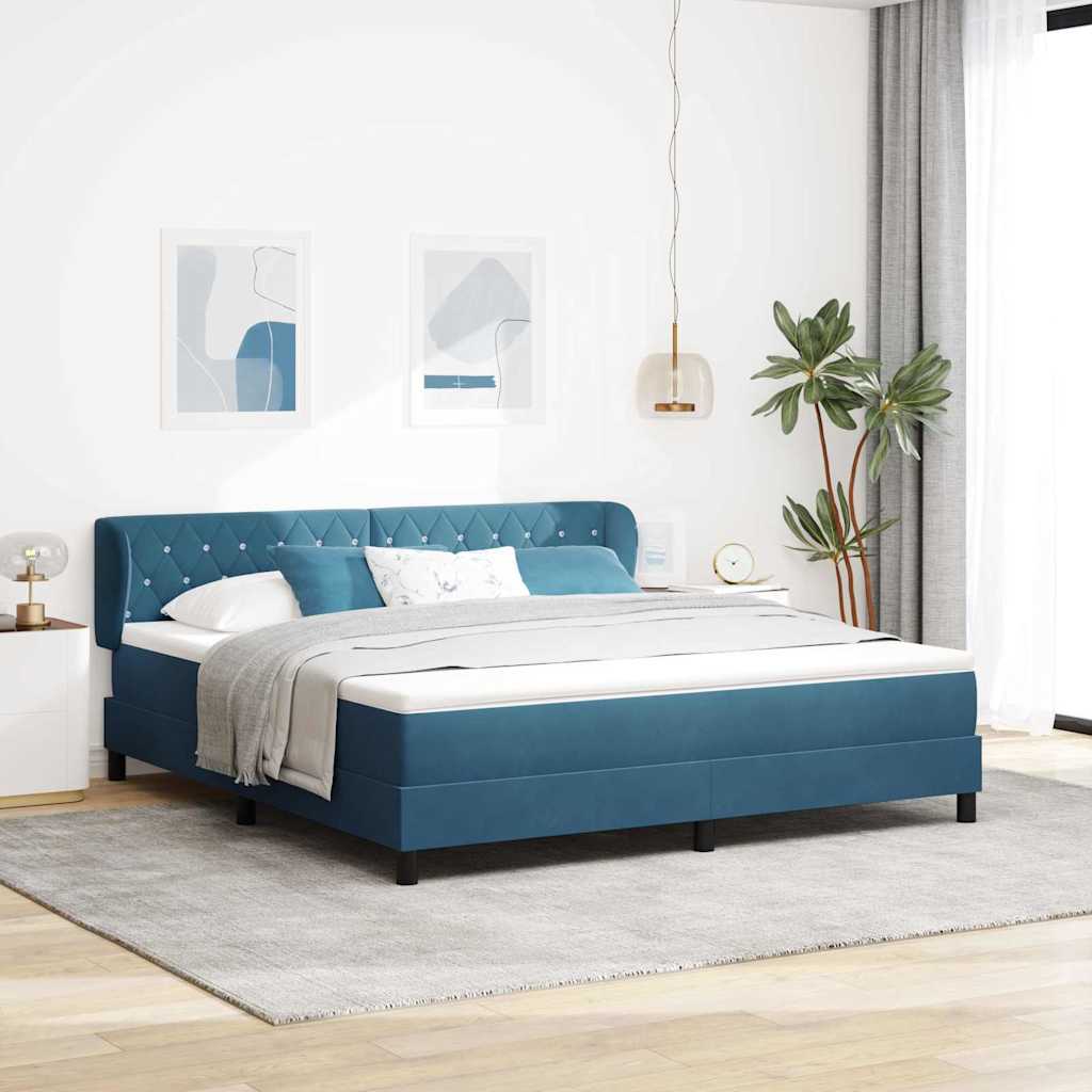 Κρεβάτι με ελατήρια Σκούρο Μπλε 180 x 200 cm Βελούδο - Pakobazaar