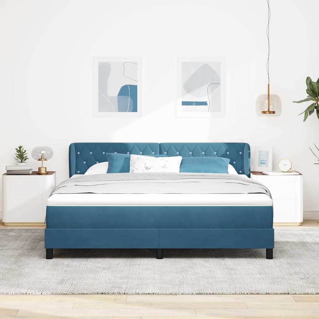 Κρεβάτι με ελατήρια Σκούρο Μπλε 180 x 200 cm Βελούδο - Pakobazaar